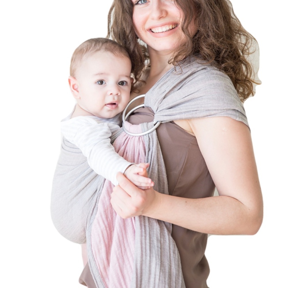 NWT Mebien grey rose Baby ring sling
